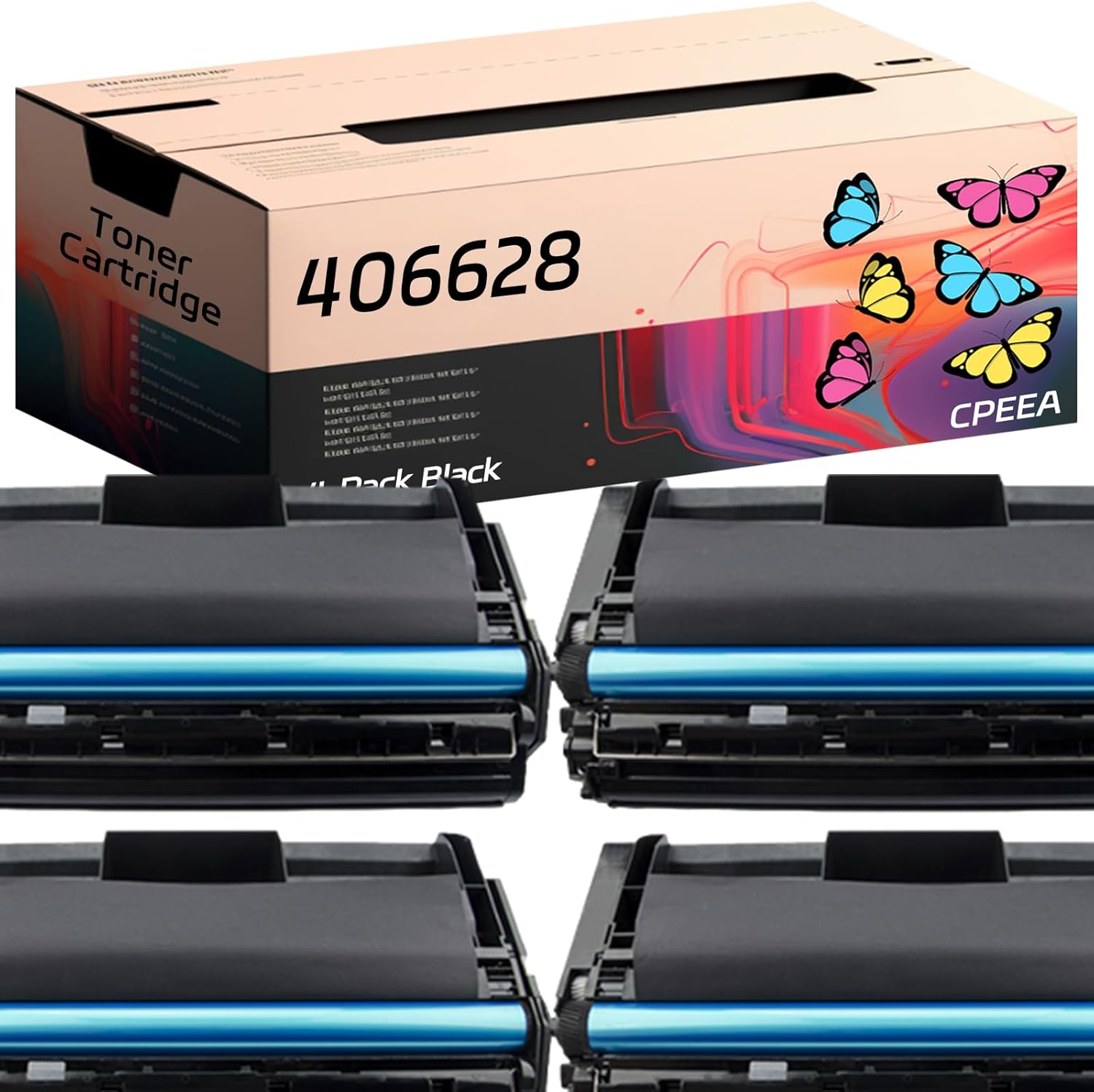 Compatible for Savin 406628 Toner Cartridge Work for Savin MLP235N Printers, with Chip, High Yield 30000 Pages, Clear Printing (4 Pack Black)