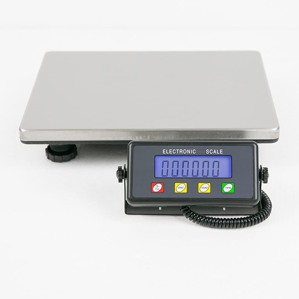 Food Scale Large Numbers Digital Commercial Weighing with LCD Display Heavy Duty Shipping and Postal Durable Stainless Steel Platform Post Office Luggage (Color : Silver, Size : 150kg/50g) (Silver 10