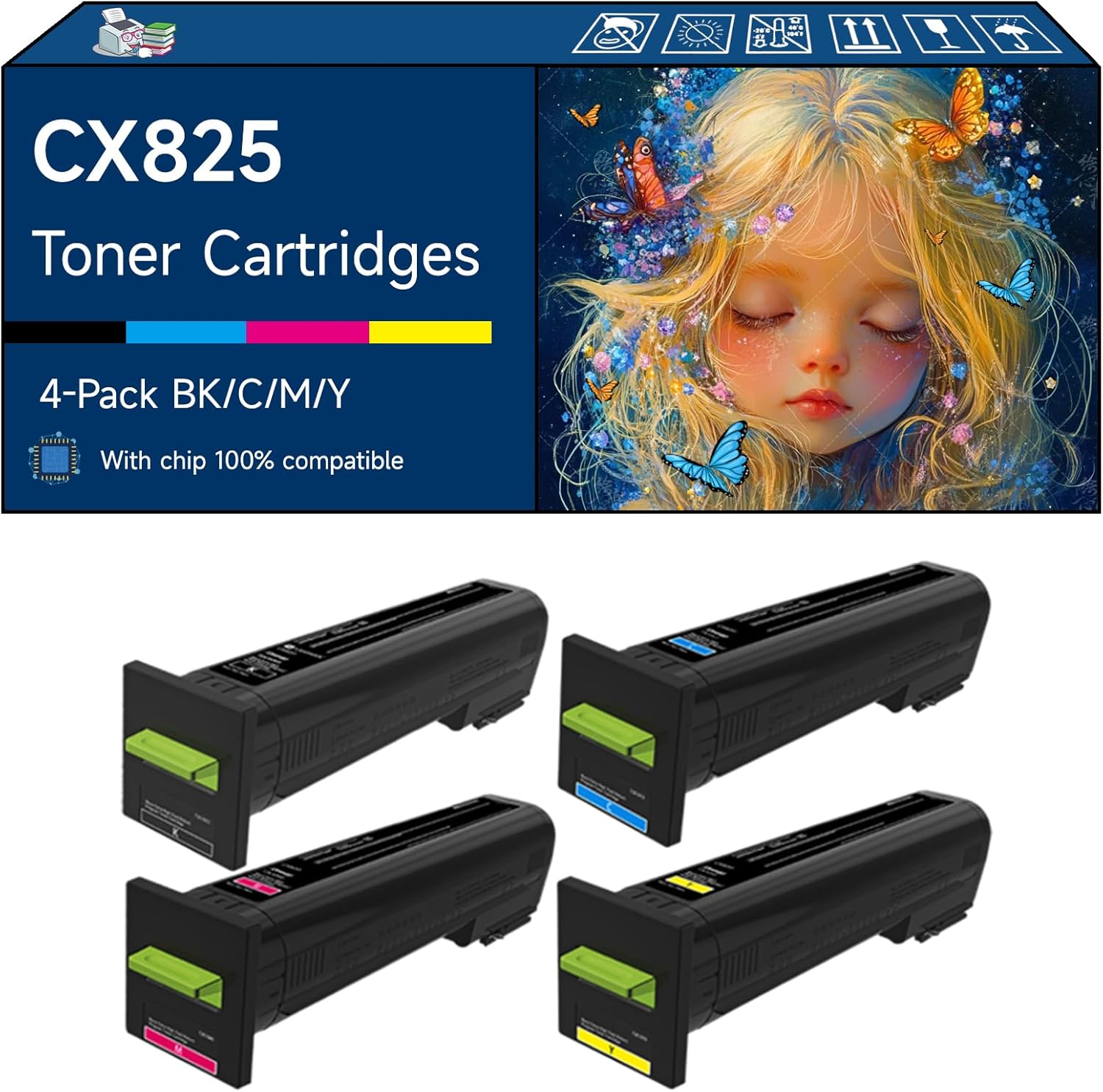 Compatible with Lexmark CX825 Toner Cartridges Work for Lexmark CX825de CX825dte CX825dtfe CX860de CX860dte Printers (4-Pack BK/C/M/Y)