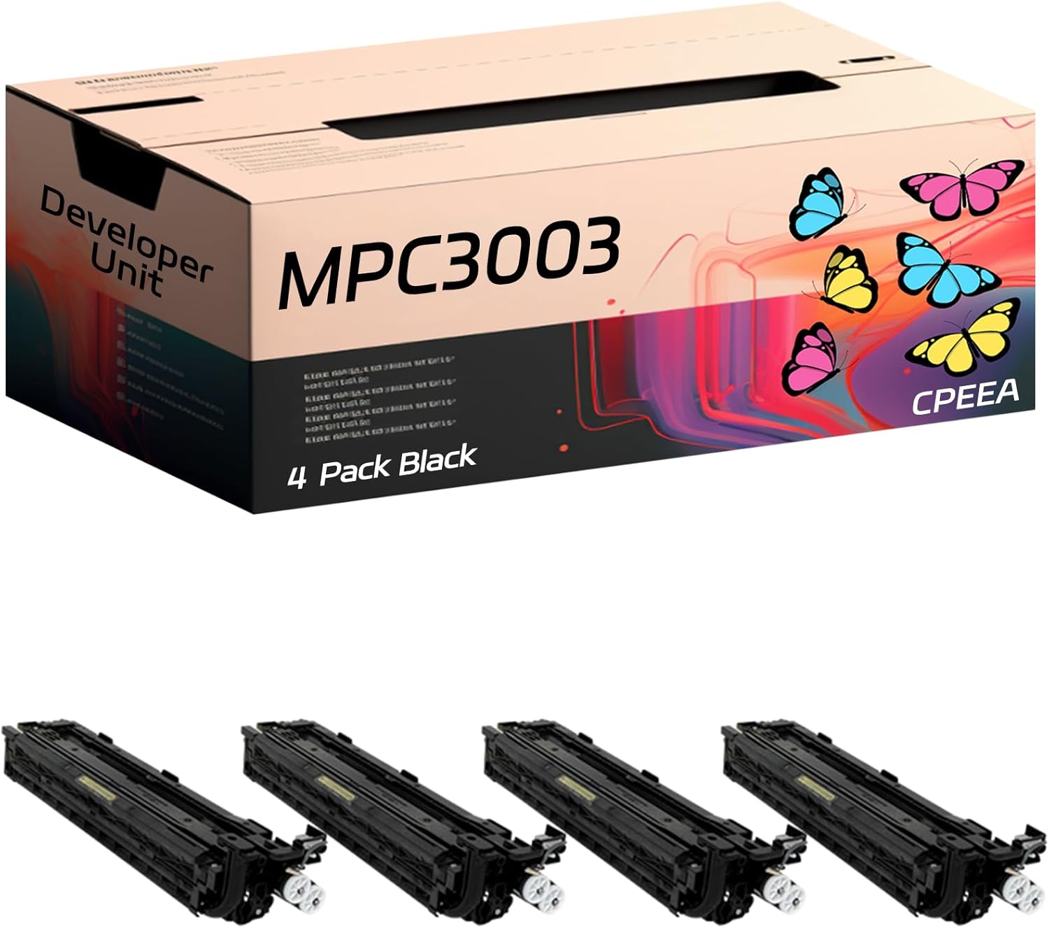 Compatible for Ricoh MPC3003 Developer Unit Work for Ricoh MP C3003 C3503 C4503 C5503 C6003 Printers, with Chip, High Yield 170000 Pages, Clear Printing (4 Pack Black)