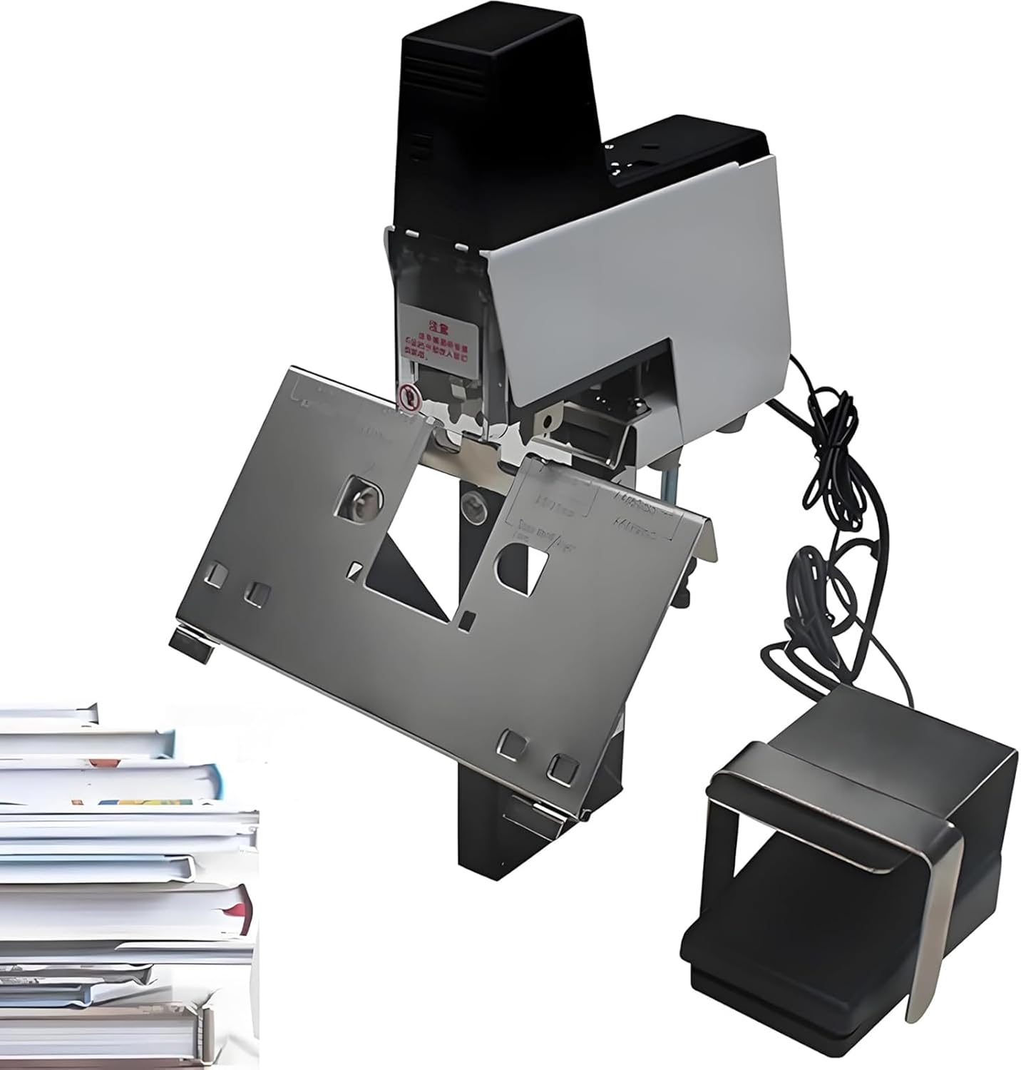 Stapler Binder Machine, Electric Saddle Stapler with Pedal, 1-9 Levels of Intensity Adjust, Binding Thickness 2-30 Sheets of Paper, for Graphic Stores, Schools, Offices, Publishing Houses