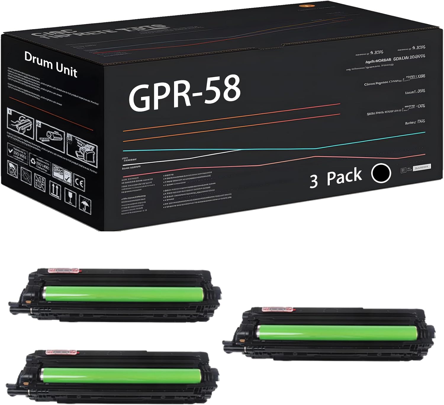 UVUMB Compatible with Canon GPR-58 Drum Unit Work for Canon imageRUNNER Advance C256iF II C256iF III C356iF II C356iF III DX C257iF C259iF Printer (3 Pack Black)
