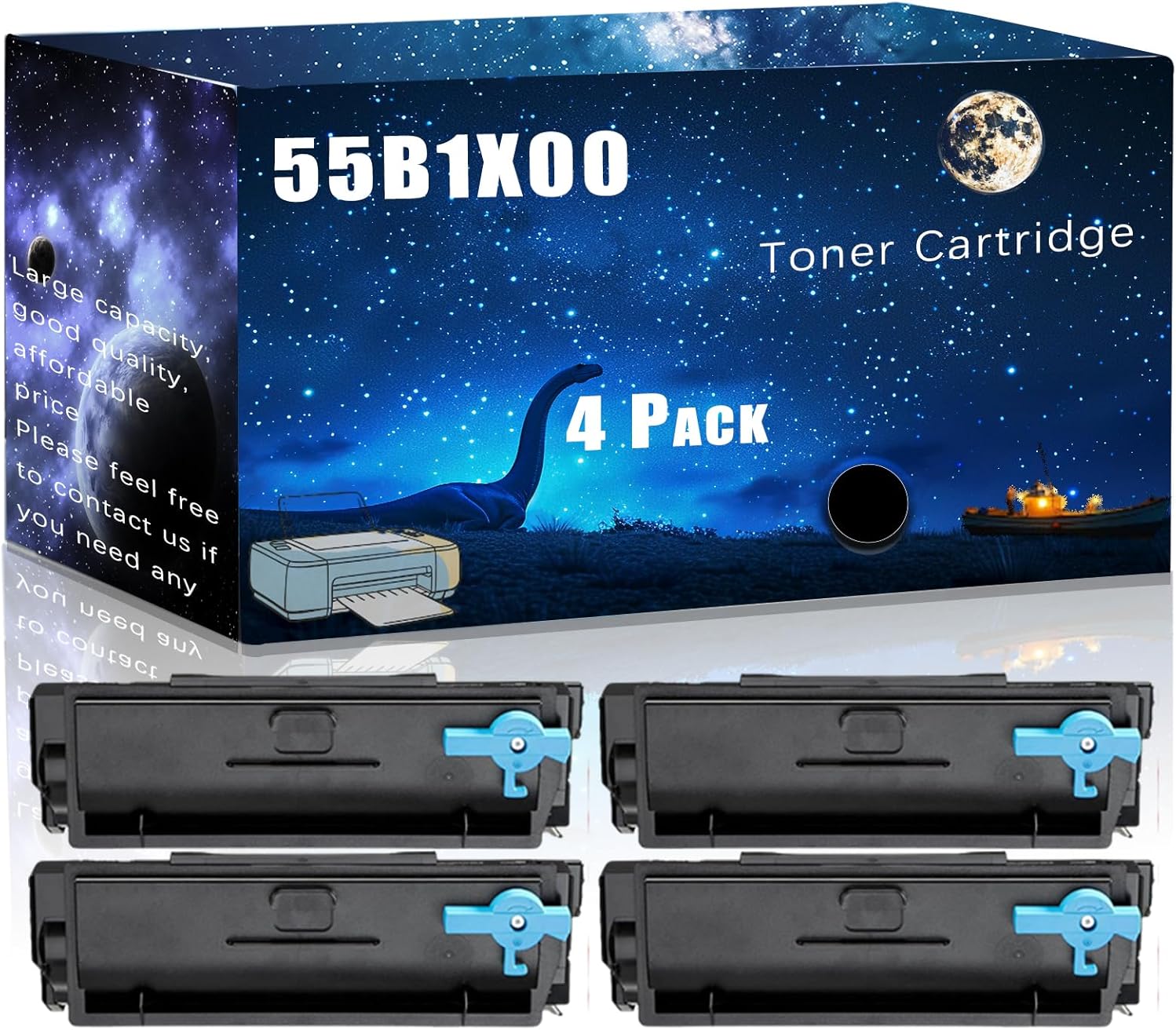 55B1X00 Compatible Toner Cartridge Replacement for Lexmark High Yield Compatible MS431dn MS431dw MX431adn MX431adw Printers, Meet Printing Needs (4 Pack Black)