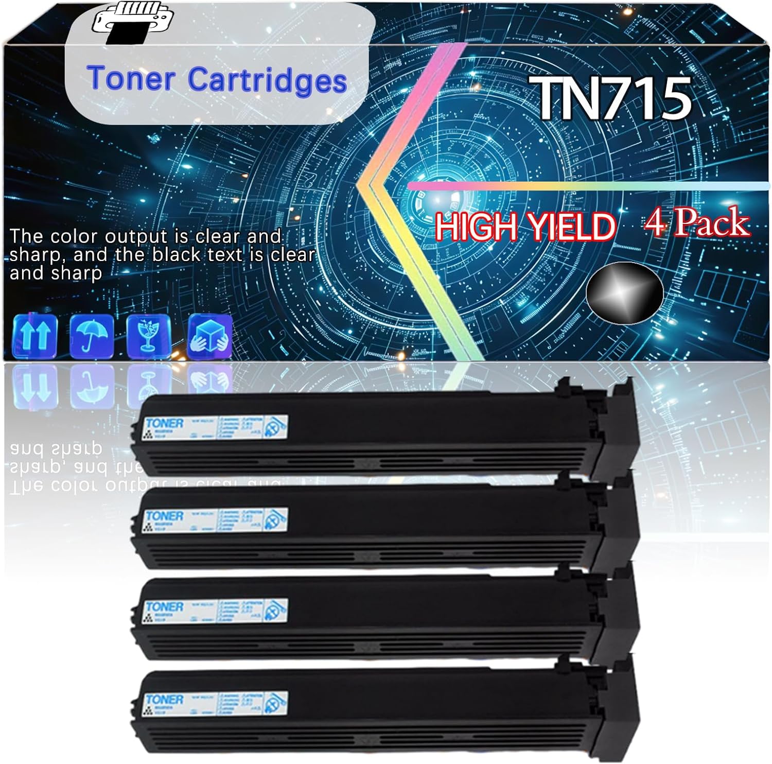 CEECN TN715 Compatible for Konica Minolta bizhub C750i bizhub C751i Printers, Replacement Toner Cartridges High Yield Printer Accessories (4 Pack Black)