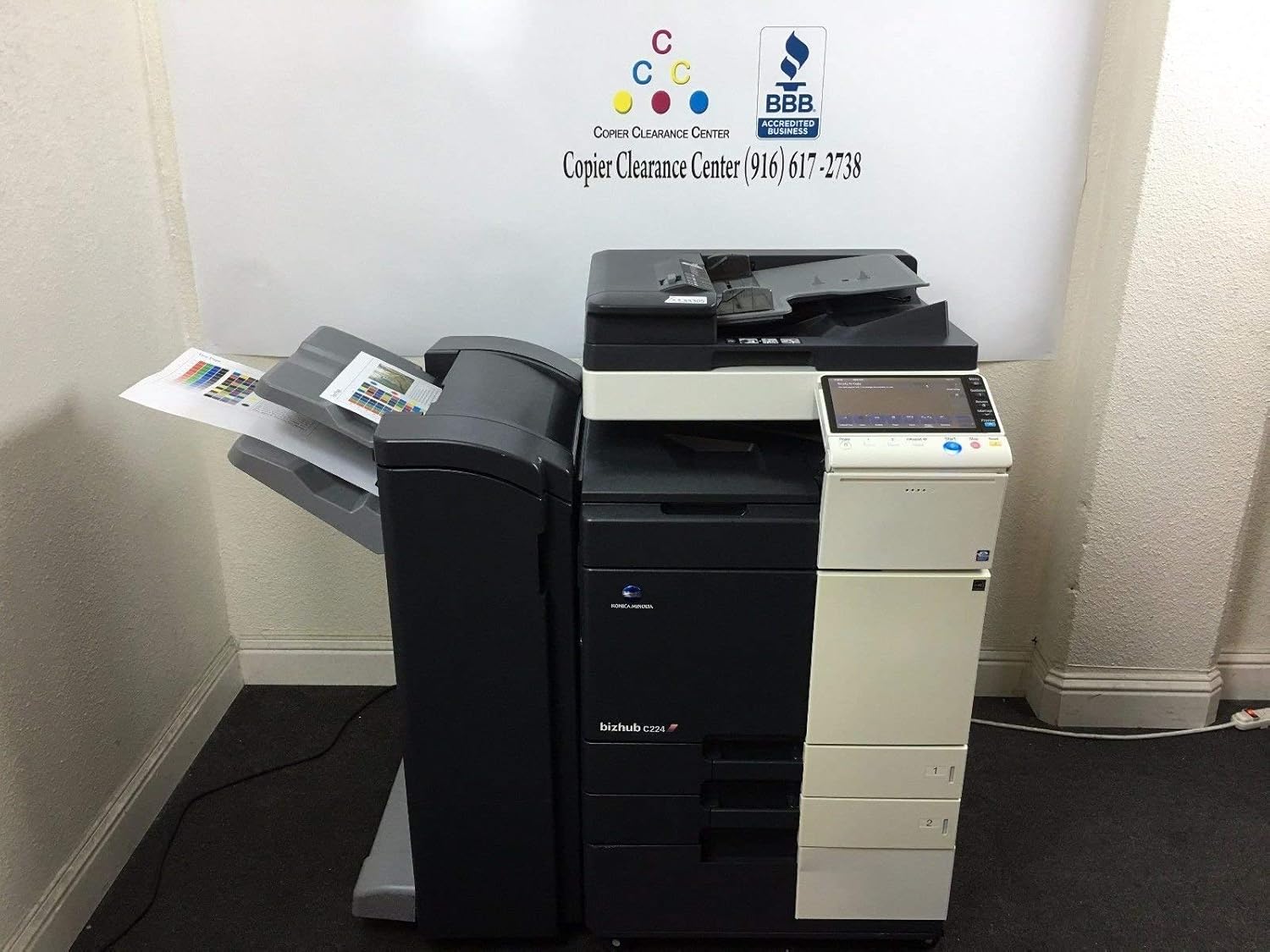 Konica Minolta Bizhub C224 Copier Printer Scanner Finisher Low 89k w/ 7k Color (Renewed)