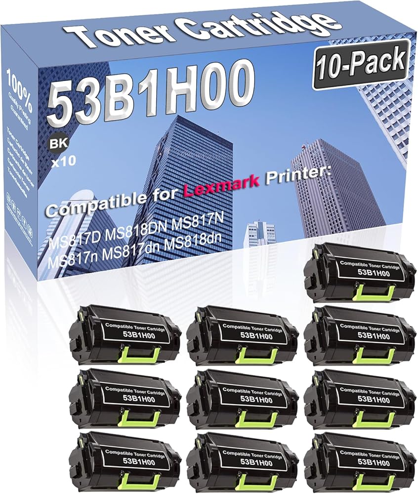 Credibility Store 10-Pack (Black) Compatible High Capacity 53B1H00 Toner Cartridge Used for MS817D MS818DN MS817N MS817n MS817dn MS818dn Printer