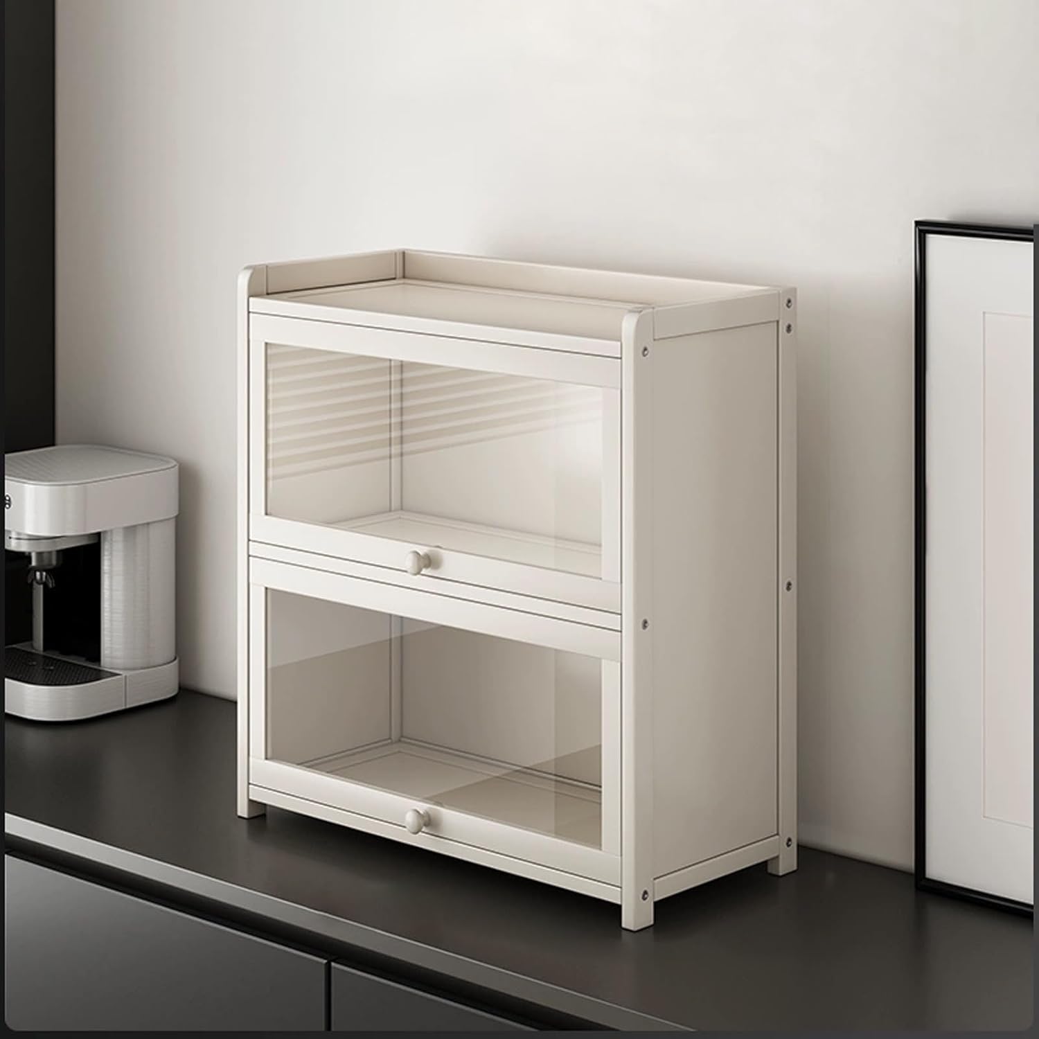 Home Office Rack Metal Bookcase,Kitchen Table Cup Storage Box,Multifunctional Closed Desktop Bookshelf Organizer,Industrial Countertop Storage Organizer Rack,for Dorm, Office, Home