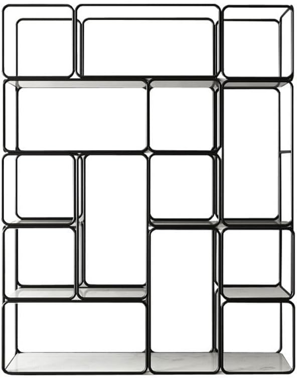 GFAZXDS Book Shelf Storage Rack Living Room Shelf Partition Decorative Frame Wrought Iron Nordic Bookshelf Porch Floor Storage Storage Display Stand Bookshelf Bookcase (B 120 * 34 * 150cm