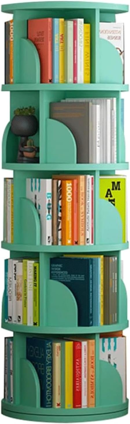 Fashion Bookshelf 360° Rotating Bookshelf Multi-Tier Standing Bookcase Children's Picture Book Round Bookshelf Organizer Living Room Book Rack not Shaking