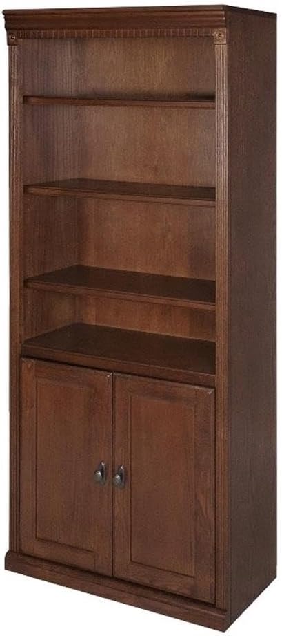 Martin Furniture Huntington Oxford Library Bookcase With Lower Doors, Burnish Finish, Fully Assembled