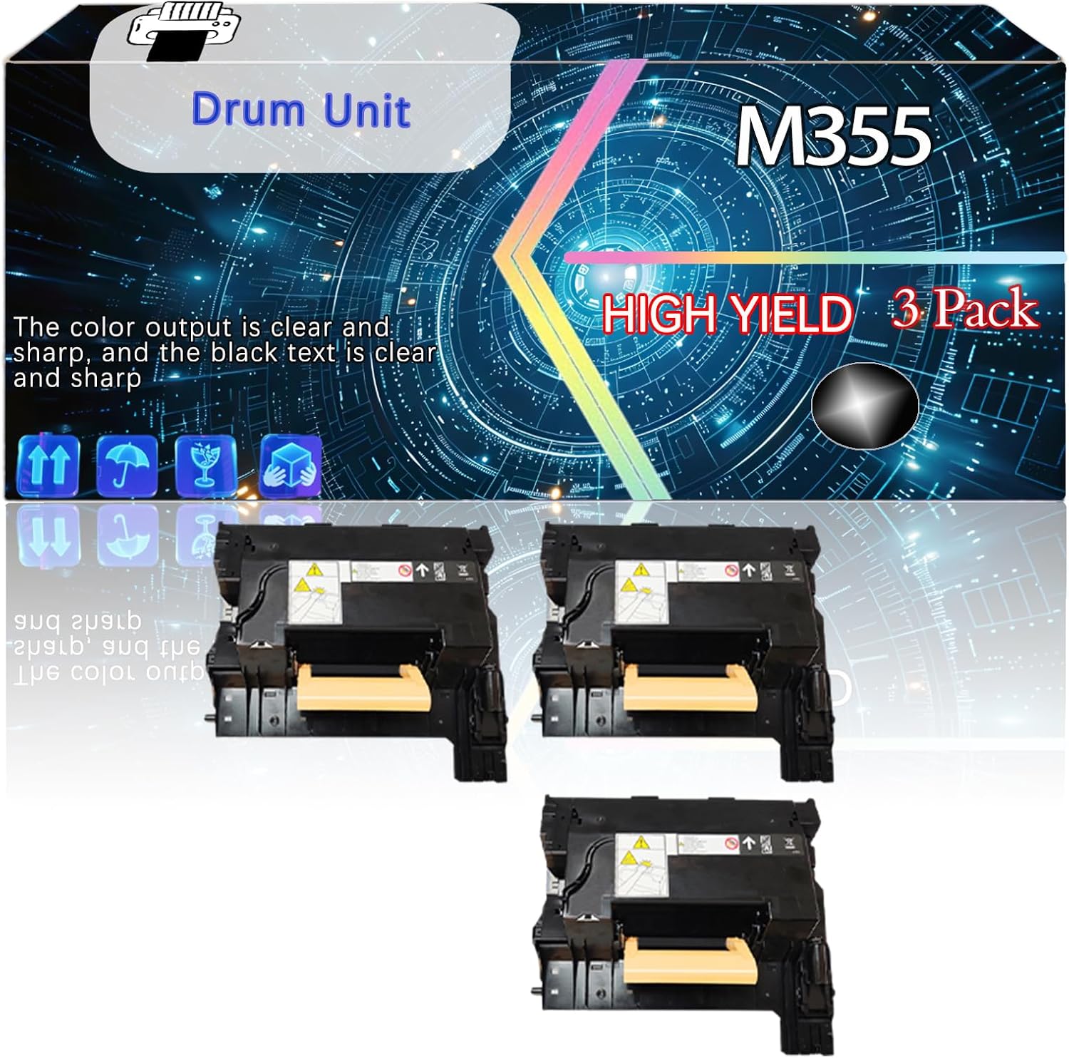 M355 Compatible for Xerox DocuPrint P355d P368d P355db M355df Printers, Replacement Drum Unit High Yield Printer Accessories (3 Pack Black)