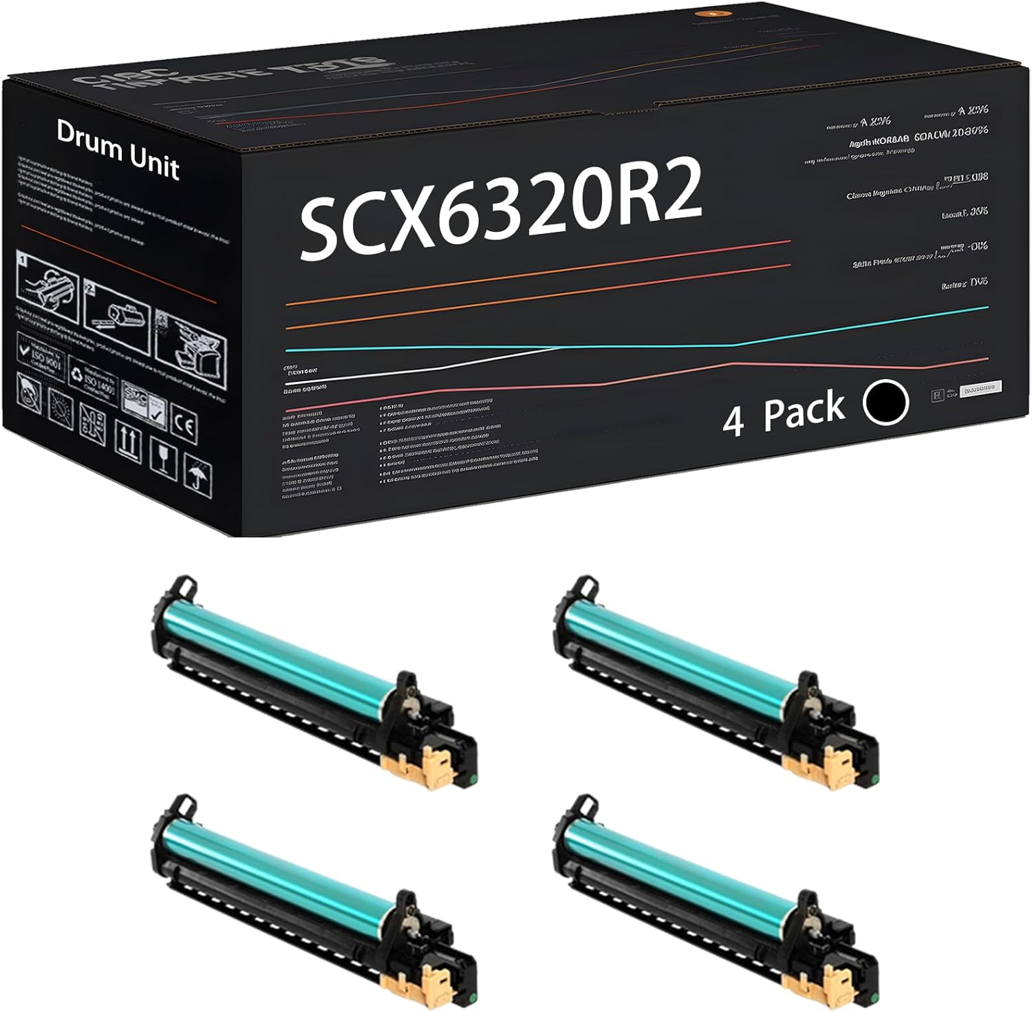 UVUMB Compatible with Samsung SCX6320R2 Drum Unit Work for Samsung SCX-6122FN 6220 6320F 6322DN Printers, with Chip, High Yield 30000 Pages, High-Definition Printing (4 Pack Black)