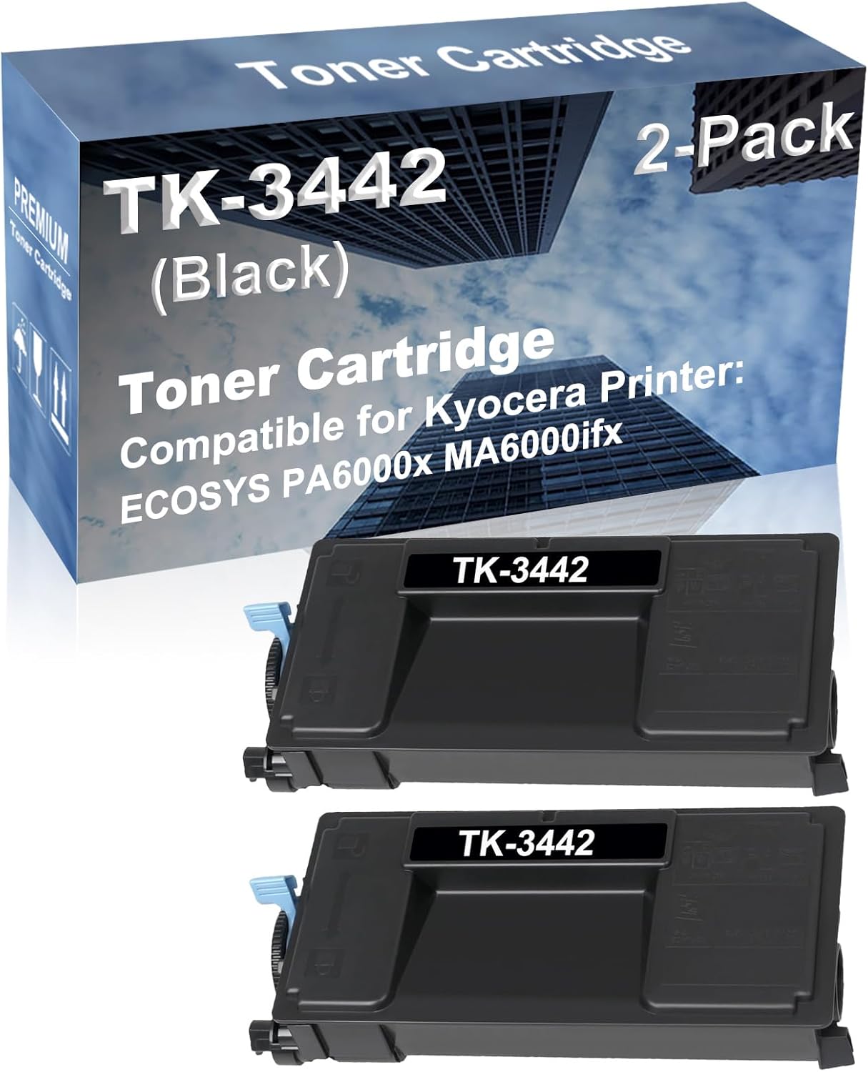 2-Pack Compatible High Yield ECOSYS PA6000x MA6000ifx Printer Cartridge Replacement for Kyocera TK-3442 TK3442 (1T0C0T0US0) Toner Cartridge (Black)