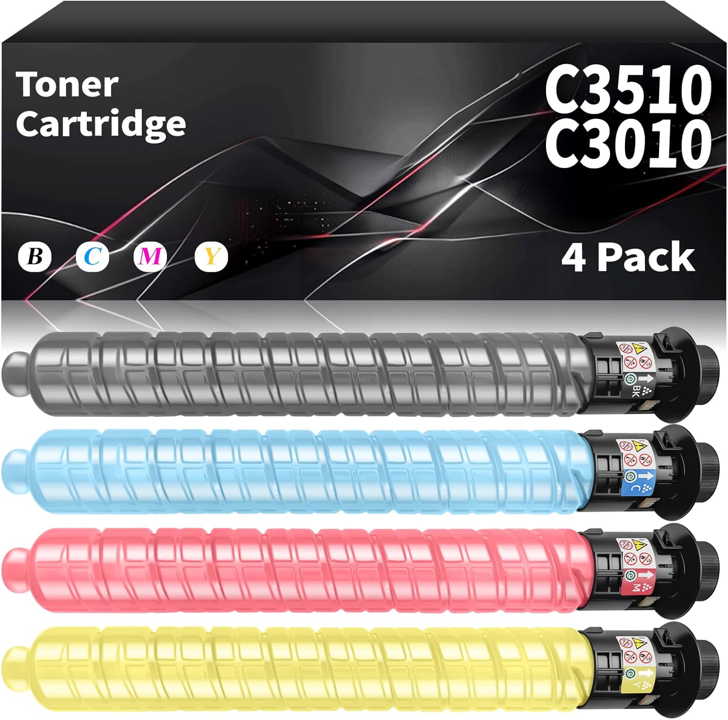 IM C3510 IM C3010 Toner Cartridge Compatible with IMC3510 842550 842553 842552 842551 High Capacity Ink Cartridges Replacement for Ricoh IM C3510 IM C3010 IM C3510SD Printer 4P(BK/C/M/Y)