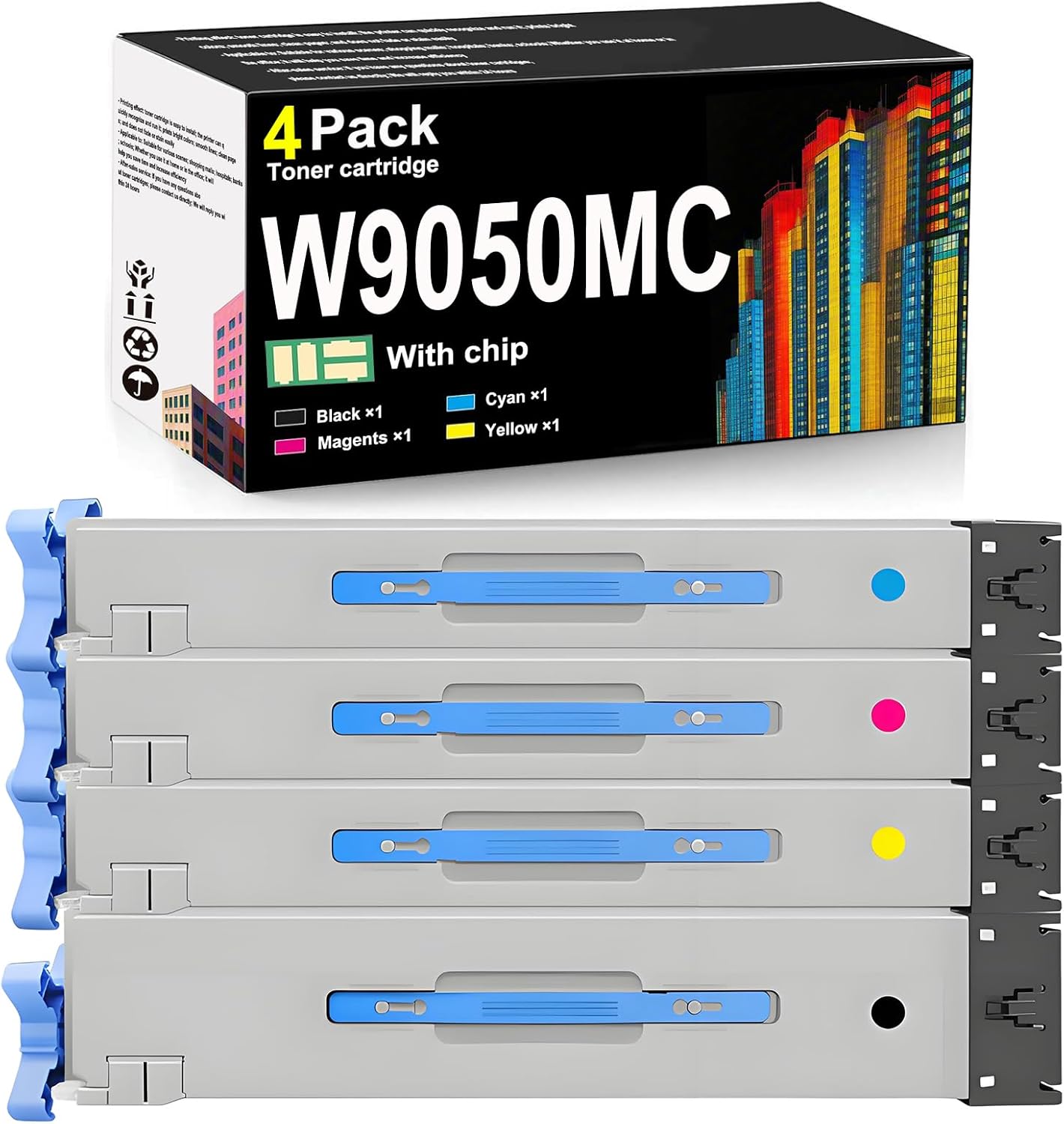W9050MC Toner Cartridge 4 Pack High Yield Toner Cartridge Compatible Combination Pack Replacement for Compatible printer E87640z E87650z E87660z Printer for HP Higher Yield Replacement multicolor