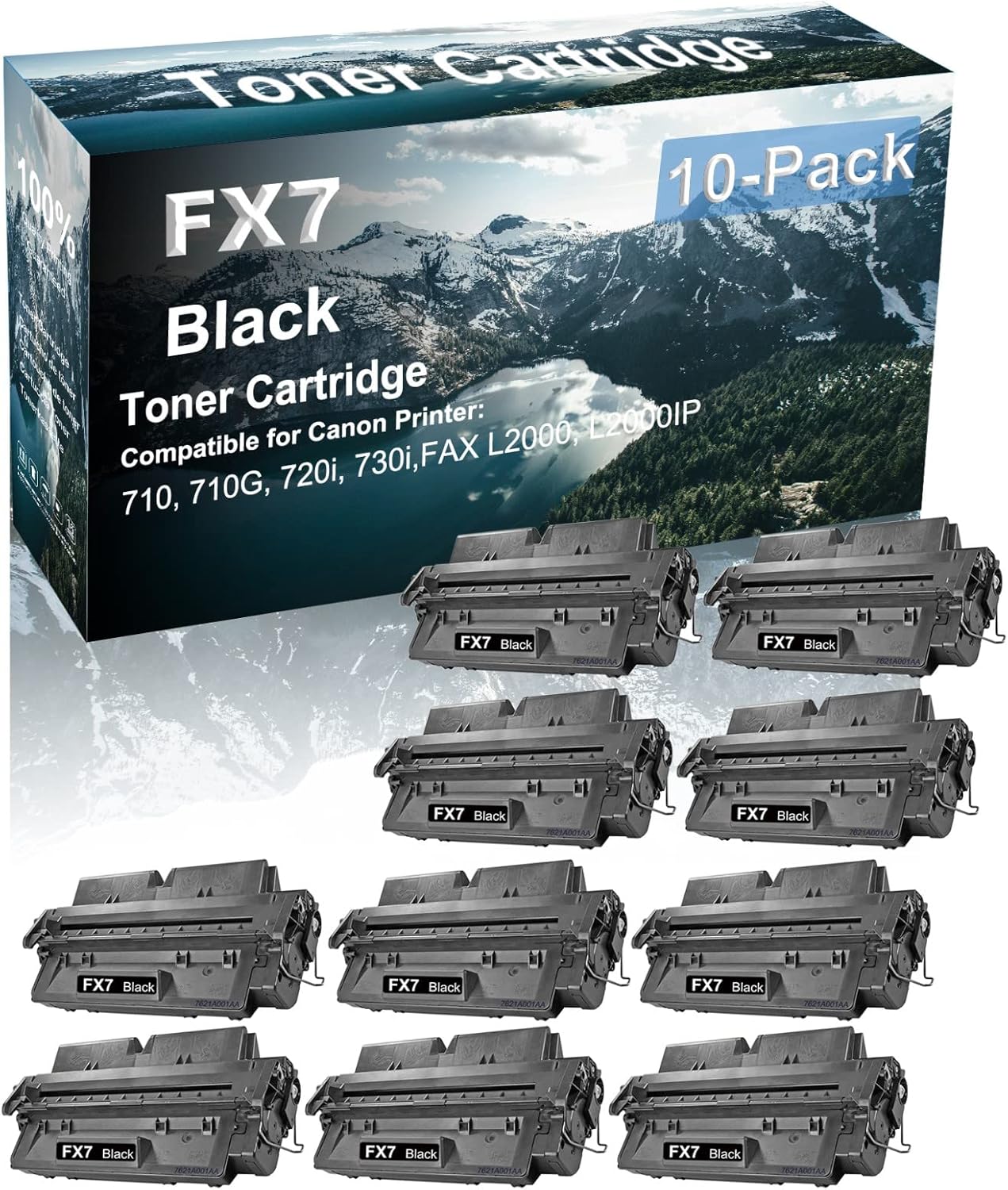 10 Pack (Black) Compatible High Yield Canon FX7 | 7621A001AA Printer Toner Cartridge Used for Canon LaserClass FAX L2000 L2000IP Printer