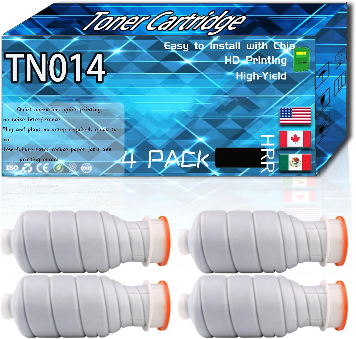 CEECN Compatible for Konica Minolta TN014 Replacement Toner Cartridge Used with bizhub Press 1052 1250 1250P 2250P Printers, High Production Multiple Options (4 Pack Black)