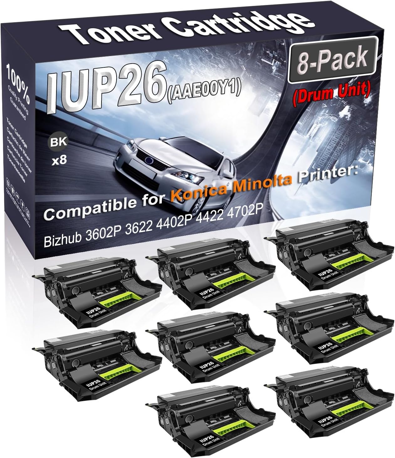 8-Pack Compatible High Capacity IUP26 IUP-26 AAE00Y1 Printer Drum Unit Used for Konica Minolta Bizhub 3602P 3622 4402P 4422 4702P Printer (Black)