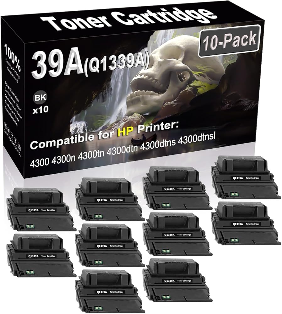 SINIYA 10-Pack (Black) Compatible High Yield 39A Q1339A Laser Printer Toner Cartridge use for 4300 4300n 4300tn 4300dtn 4300dtns 4300dtnsl Printer