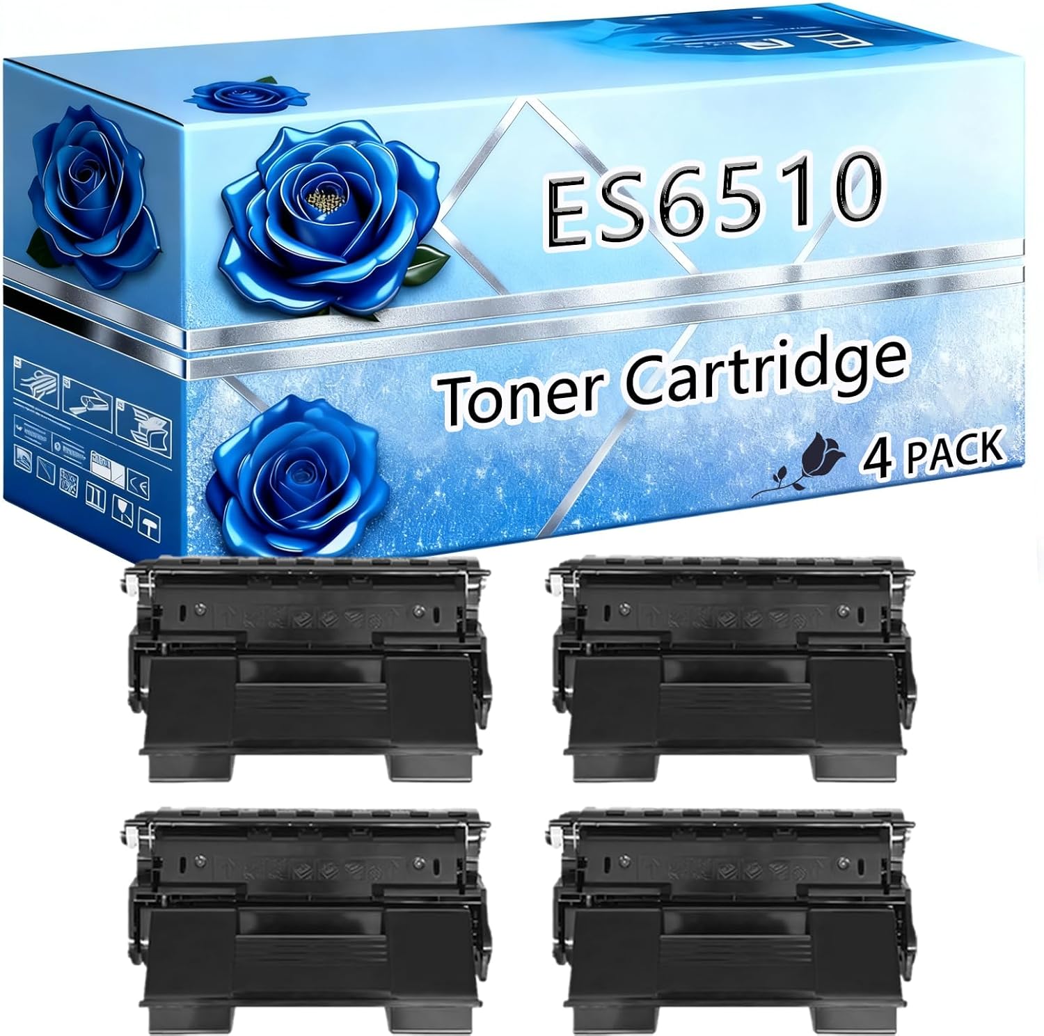 BIVOL Compatible Toner Cartridge Replacement for Okidata OKI ES6510 High Yield 20000 Pages ES 6150 Printers (4 Pack Black)
