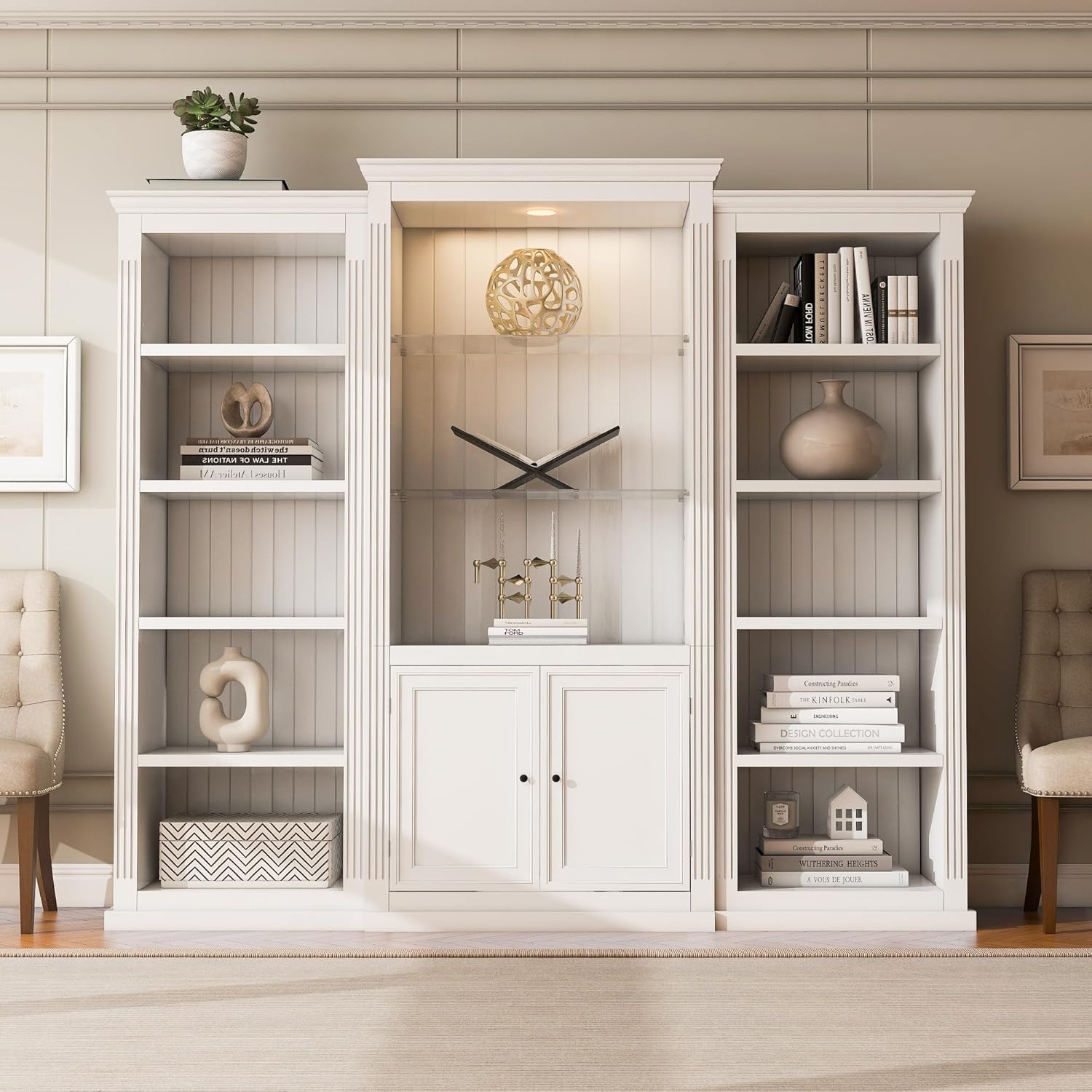 Merax 3-Pieces White Bookcase Collection Display Cabinet 87