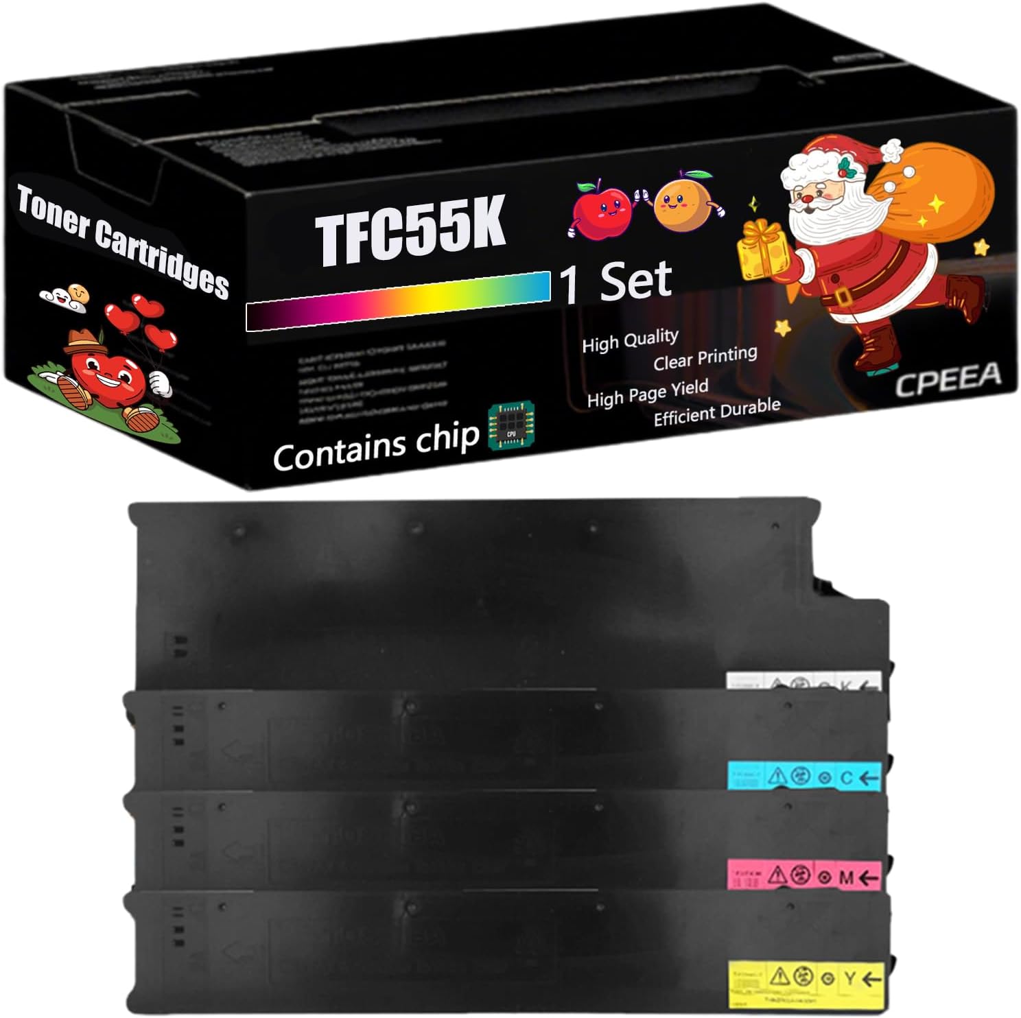 Compatible for Toshiba TFC55K TFC55C TFC55M TFC55Y Toner Cartridges Work for Toshiba E Studio 6520C 5520C 5520CT Printers, with Chip, High Yield 83000 Pages, Clear Printing (4-Pack BK/C/M/Y)