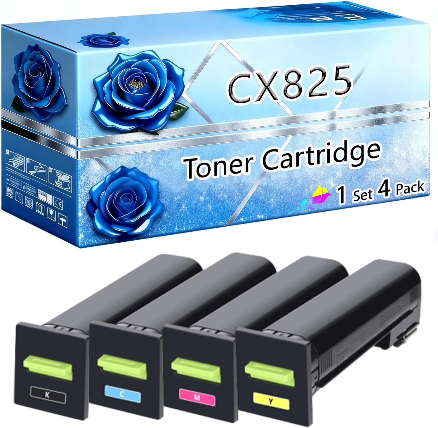 Compatible Toner Cartridge Replacement for Lexmark CX825 High Yield 43000 Pages CX825de 825dte 860de 860dte CX860dtfe Printers (4-Pack BK/C/M/Y)