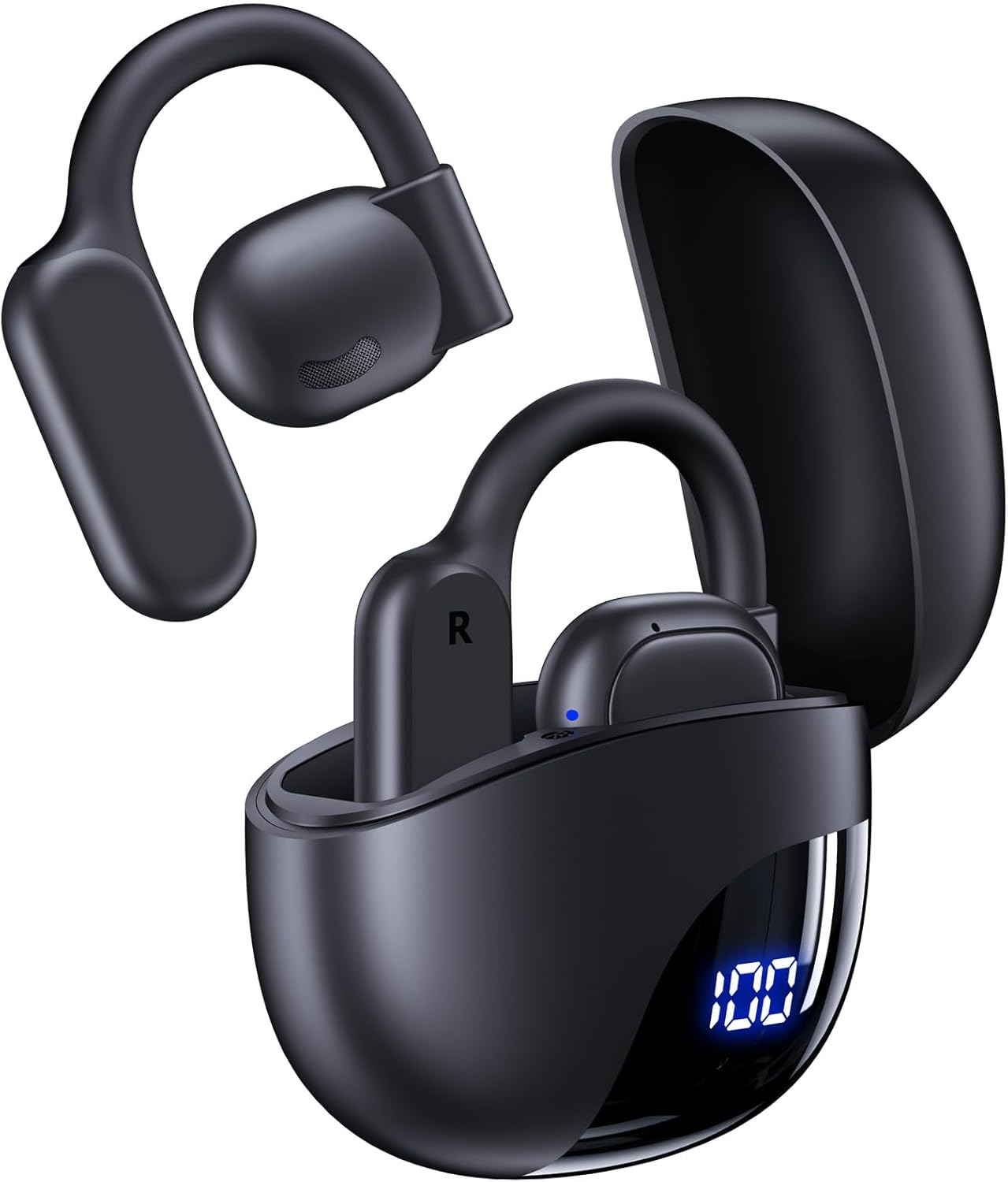 AI Translation Earbuds Real Time 164 Languages 80H Playtime Translator Ear Buds Audifonos Traductores Inglés Español Wireless Earphones Bluetooth Headphones for Travel Business Meeting Learning Black