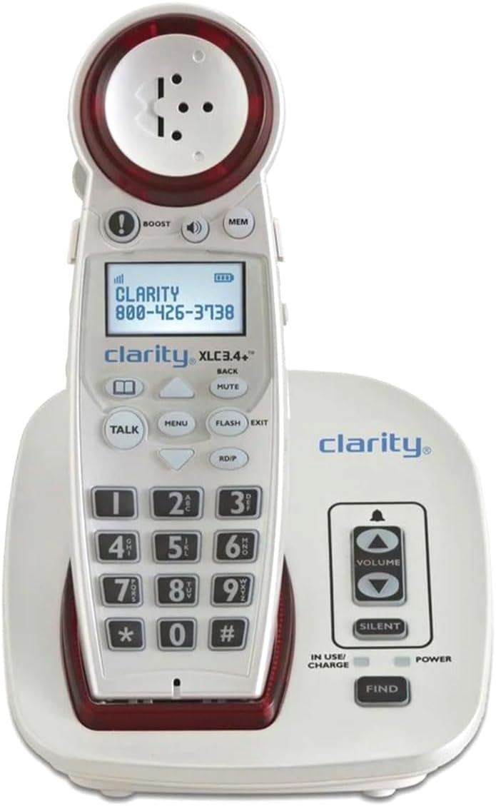 Clarity XLC3.4+ DECT 6.0 Landline Amplified Cordless Phone, Extra-Loud Ringer, Big Buttons Cordless Home Phone, Talking Caller Id & Dual Power Battery