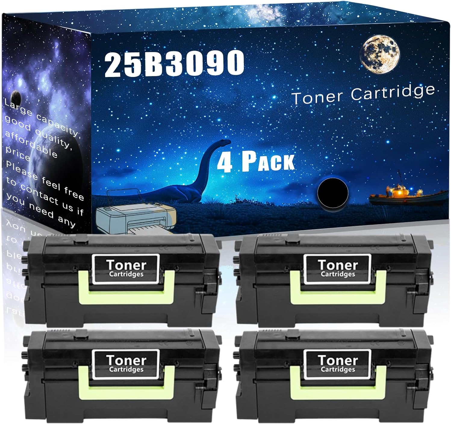 25B3090 Compatible Toner Cartridge Replacement for Lexmark High Yield Compatible XM7370 Printers, Meet Printing Needs (4 Pack Black)