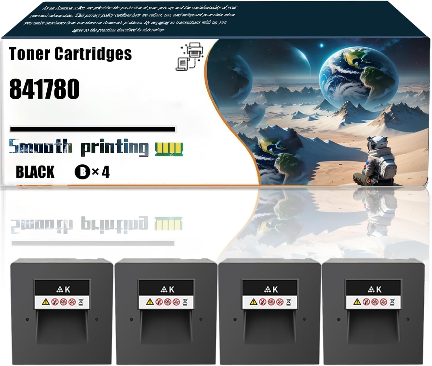 LSSF Replacement Parts Toner Cartridges 841780 Compatible with Ricoh MP C6502SP C8002SP Printers, Contains Chip and Clear Printing (4 Pack Black)