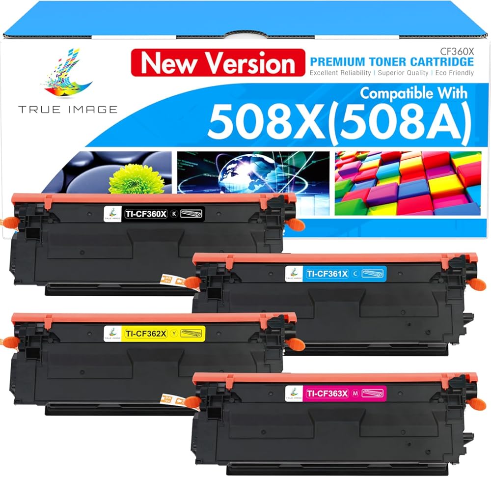 M553 508X 508A Toner Cartridges Set 4 Pack High Yield Compatible Replacement for HP 508A 508X CF360X CF361X CF362X CF363X New Version for HP LaserJet M553N M553X M553dn M577 Printer Ink (B/C/Y/M)