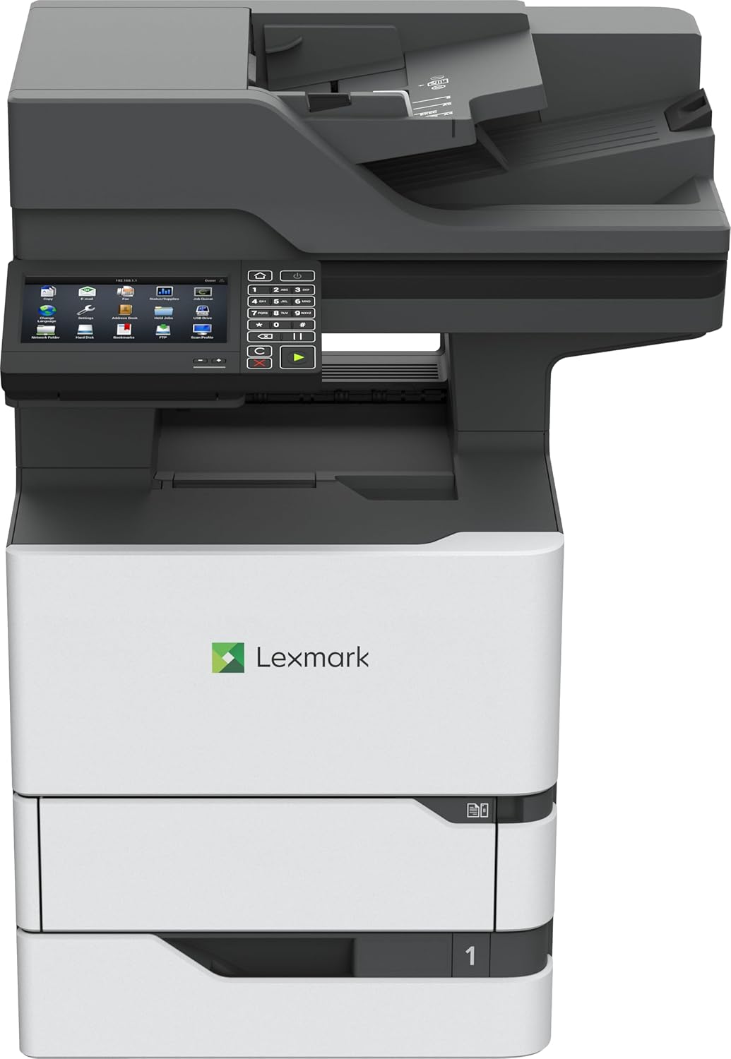 Lexmark MX721ade Monochrome Laser Printer, Integrated Duplex, 7-inch Color Touch Screen, Energy Star, Recommended Monthly Page Volume: 5000-75000 Pages, Print Speed: Up to 65 ppm.(25B0000)