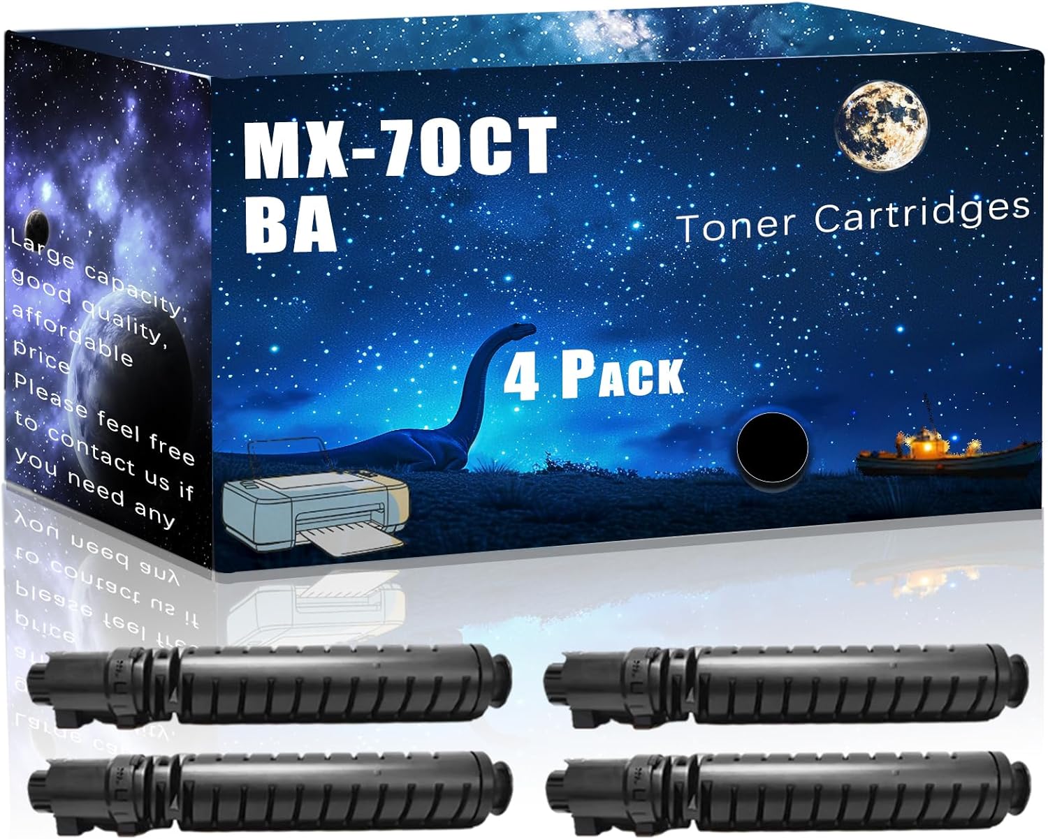 MUCQL MX-70CTBA Compatible Toner Cartridges Replacement for Sharp High Yield Compatible MX-5500N MX-6200N MX-7000N Printers, Meet Printing Needs (4 Pack Black)
