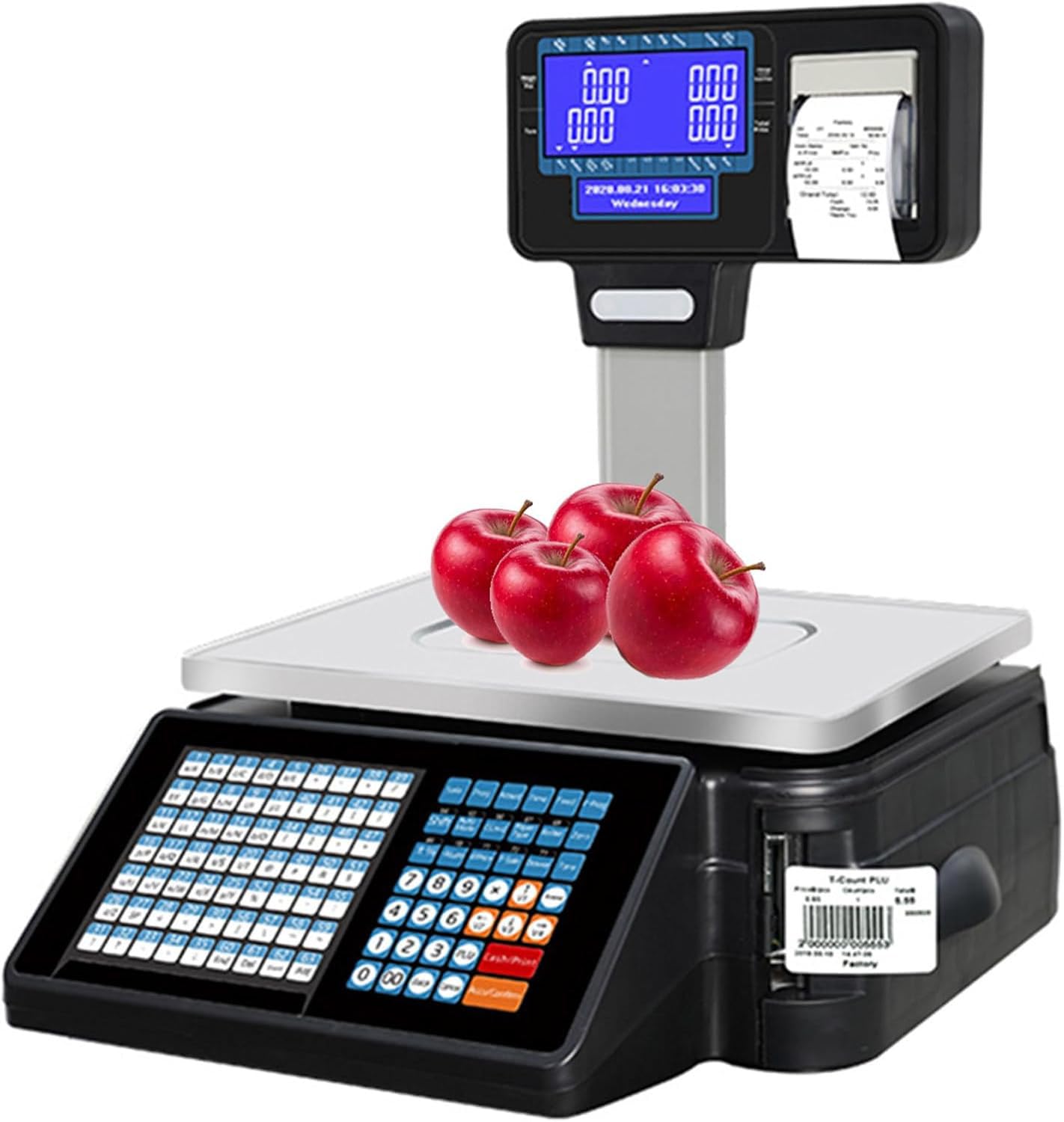 Commercial Label Printing Scales for Supermarket/Retail Store/Warehouse Weighing, Digital Stainless-Steel Food Electronic Weight Calculator Barcode Scales (A)