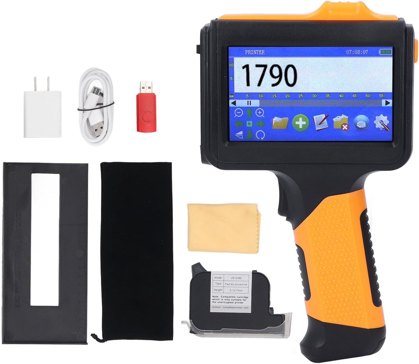 Brilluxa Inkjet Printer, Handheld Coding Machine with 4.3in Touchscreen and 12.7mm Print Height, Inkjet Date Code Printer for QR Code Barcode Batch Number Printing