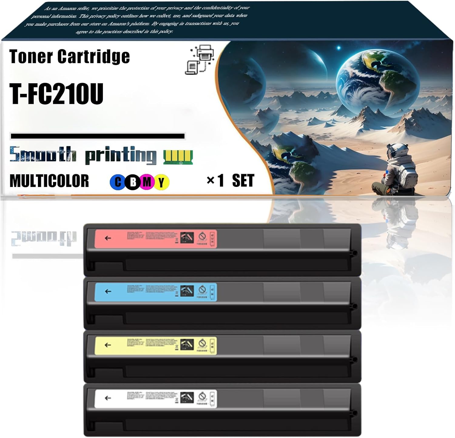 LSSF Replacement Parts Toner Cartridge T-FC210U Compatible with Toshiba E-Studio 2010AC 2510AC Printers, Contains Chip and Clear Printing (4-Pack BK/C/M/Y)