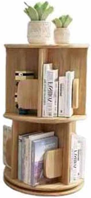 YHdtUO 5-Tier Rotating Bookshelf, 360° Rotating Bookcase Corner Display Storage Shelf Floor Standing Book Shelves for Bedroom Living Room Study Office,White 40X40X161C,Wood Color 40x40x67cm