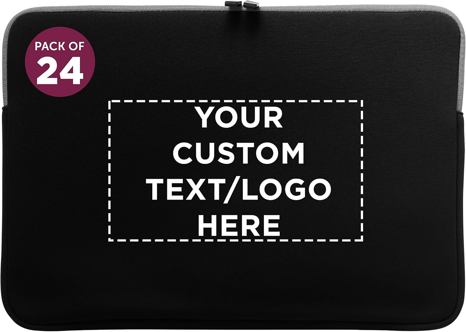 24 Santana Neoprene Laptop Sleeves Set - - Customizable Text, Logo - Zipper Closure, Lightweight, Durable, Party Favor - Black