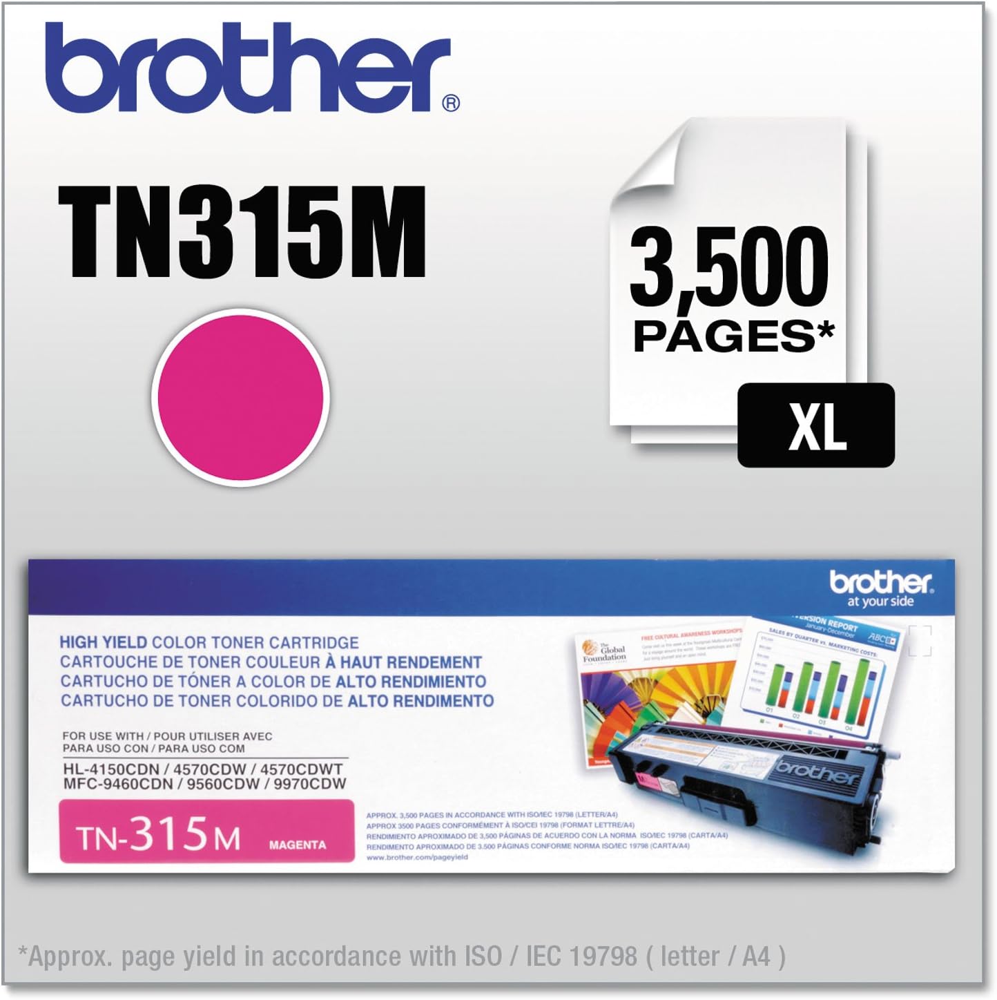 Brother TN315M Toner Cartridge (Magenta) in Retail Packaging