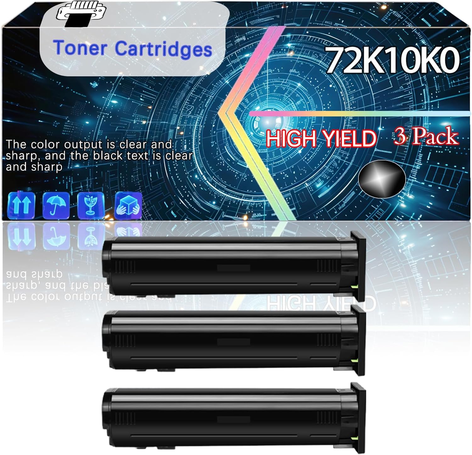 72K10K0 Compatible for Lexmark 72K1XM0 72K1XC0 72K1XY0 CS820 CX820 CX825 CX860 Printers, Replacement Toner Cartridges High Yield Printer Accessories (3 Pack Black)