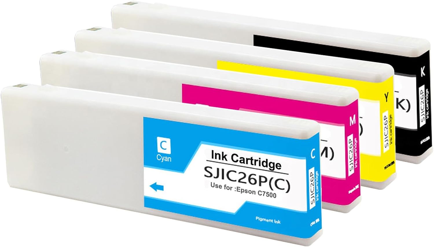 SUPERYILED SJIC26P Ink Cartridge 300ml Compatible with C33S020614 C33S020615 C33S020616 C33S020617 Ink Cartridges Suitable for ColorWorks C7500 TM-C7500 Printers 4 Pack