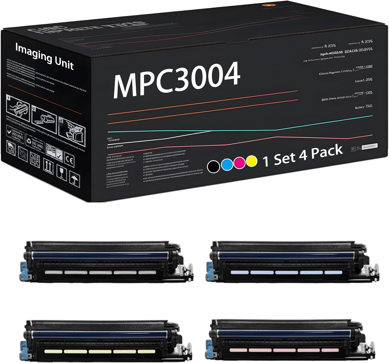 UVUMB Compatible with Ricoh MPC3004 Imaging Unit Work for Ricoh MP C3004 C3004ex C3504 C3504ex Printers, with Chip, High Yield 100000 Pages, High-Definition Printing (4-Pack BK/C/M/Y)