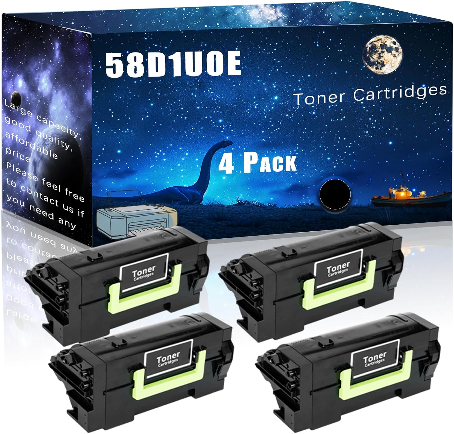58D1U0E Compatible Toner Cartridges Replacement for Lexmark High Yield Compatible MS725 MS821 MS822 MS823 MS825 MS826 MX722 MX822 MX826 Printers, Meet Printing Needs (4 Pack Black)