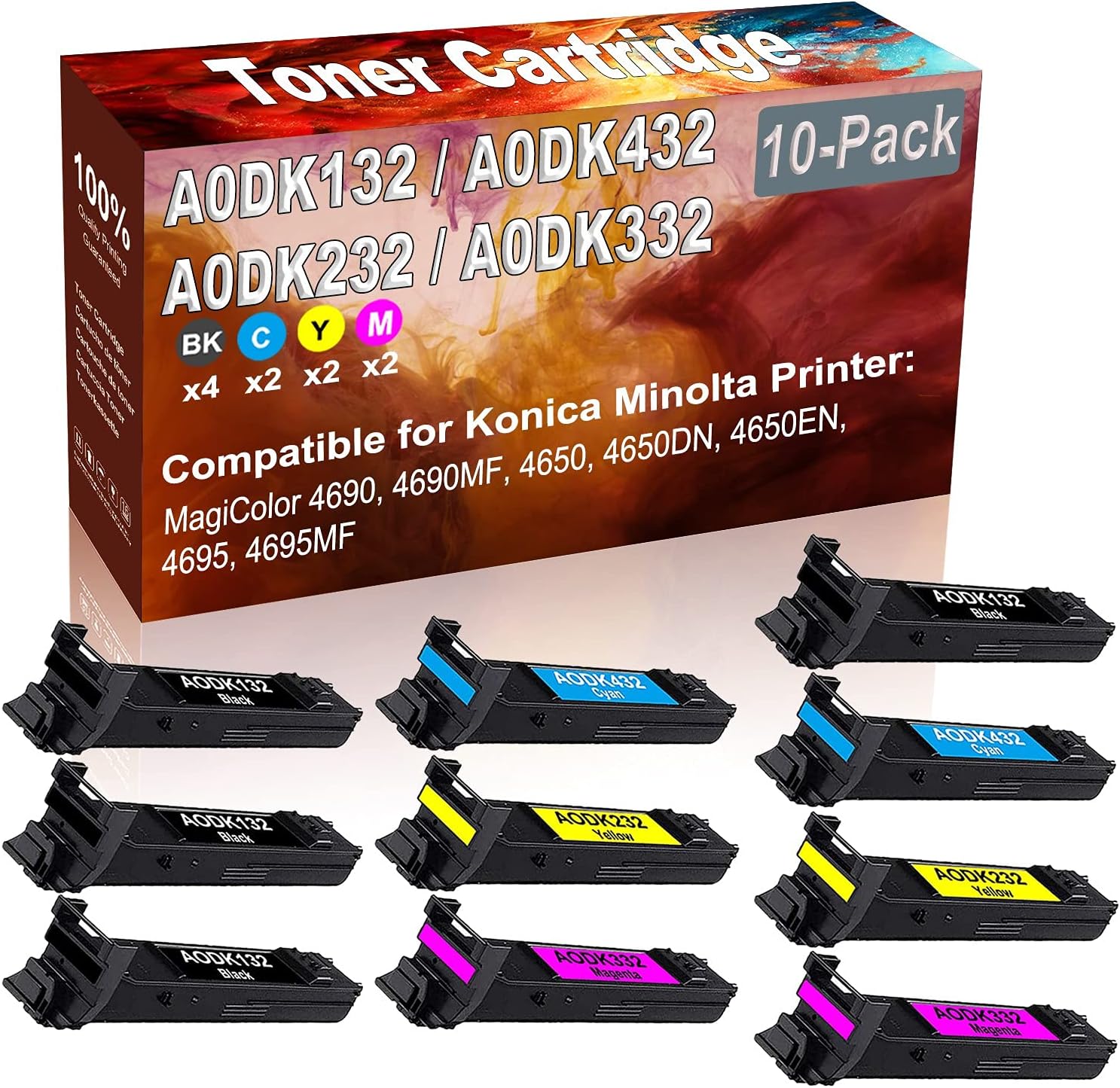 Credibility Store 10-Pack (4BK+2C+2Y+2M) Compatible High Yield A0DK132 A0DK432 A0DK232 A0DK332 Printer Toner Cartridge use for Konica Minolta MagiColor 4690 4690MF 4650 Printers