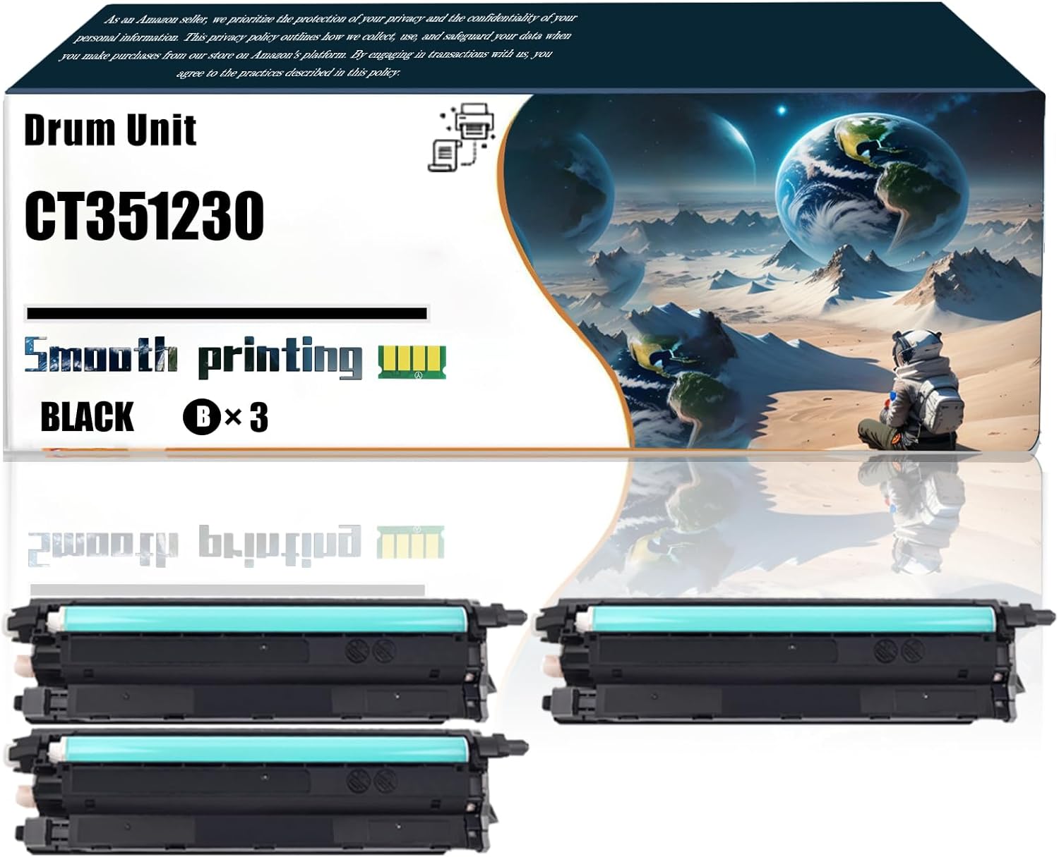 Replacement Parts Drum Unit CT351230 Compatible with Xerox DocuPrint P475 ApeosPort-VII 4021 5021 Printers, Contains Chip and Clear Printing (3 Pack Black)