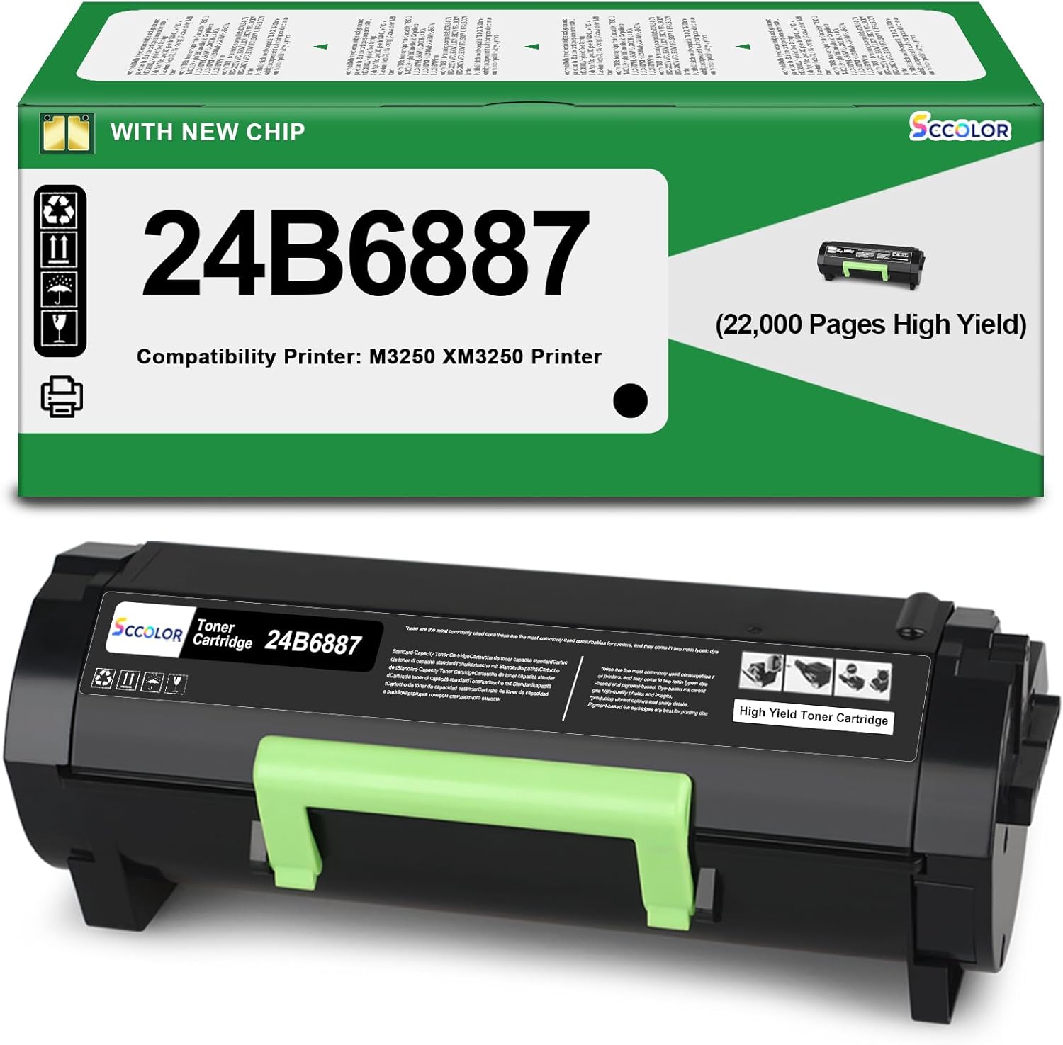 24B6887 Toner Cartridge High Yield Compatible with Lexmark 24B6887 Black Toner Cartridge Replacement for Lexmark 24B6887 M3250 XM3250 Printer