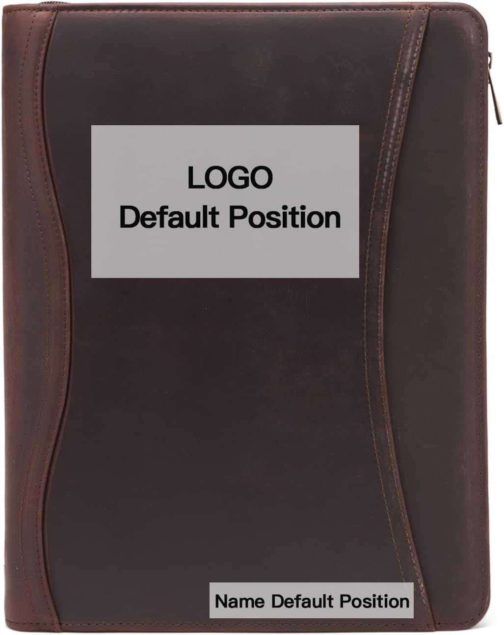 Handmade Crazy-Horse Leather Portfolio Vintage Padfolio Case, Zippered Professional Organizer for Men & Women for iPad Pro/Surface Pro, with Letter Size Notepad（Dark Brown Customize）