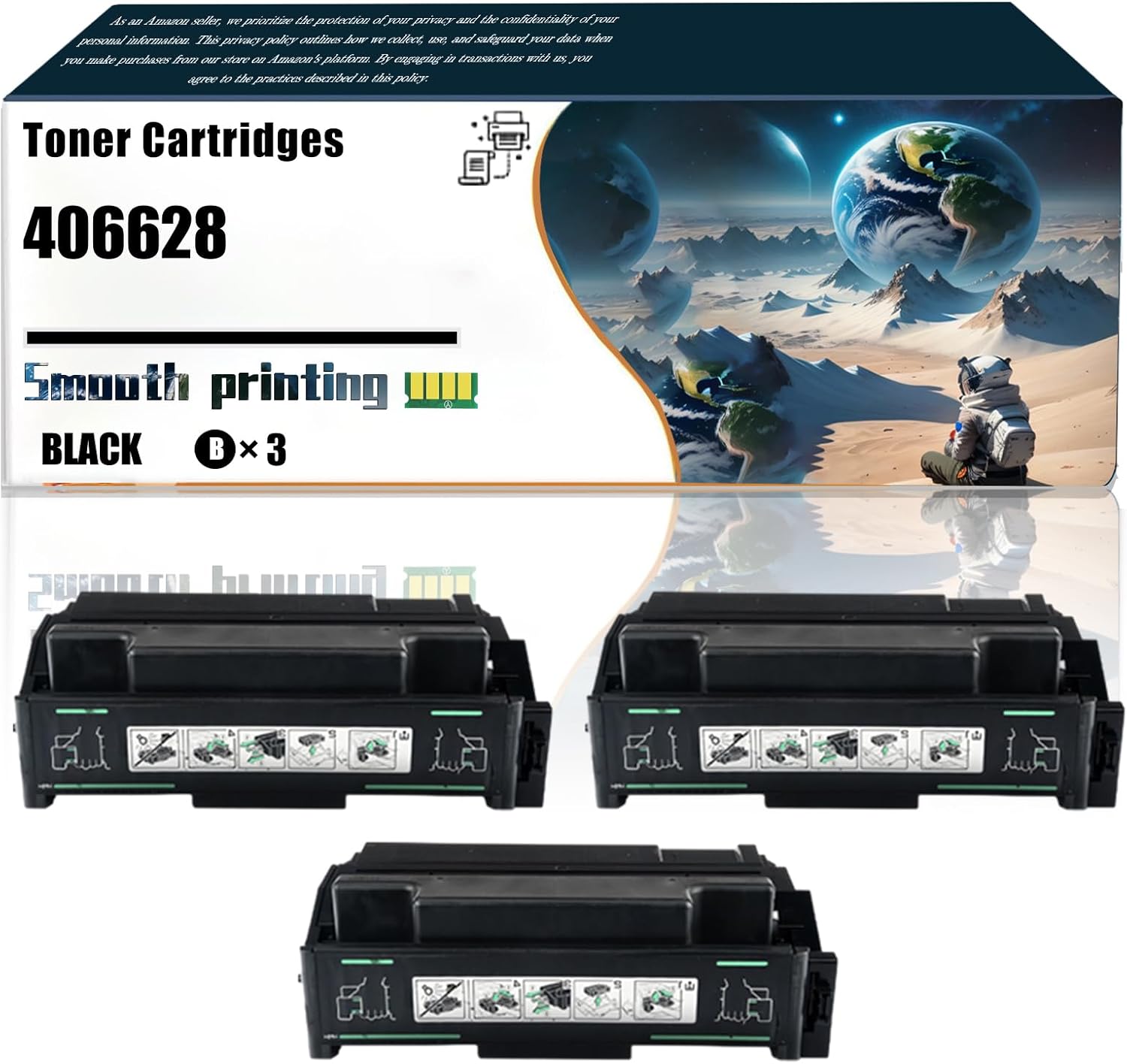 LSSF Replacement Parts Toner Cartridges 406628 Compatible with Ricoh Aficio SP 6330N Printers, Contains Chip and Clear Printing (3 Pack Black)