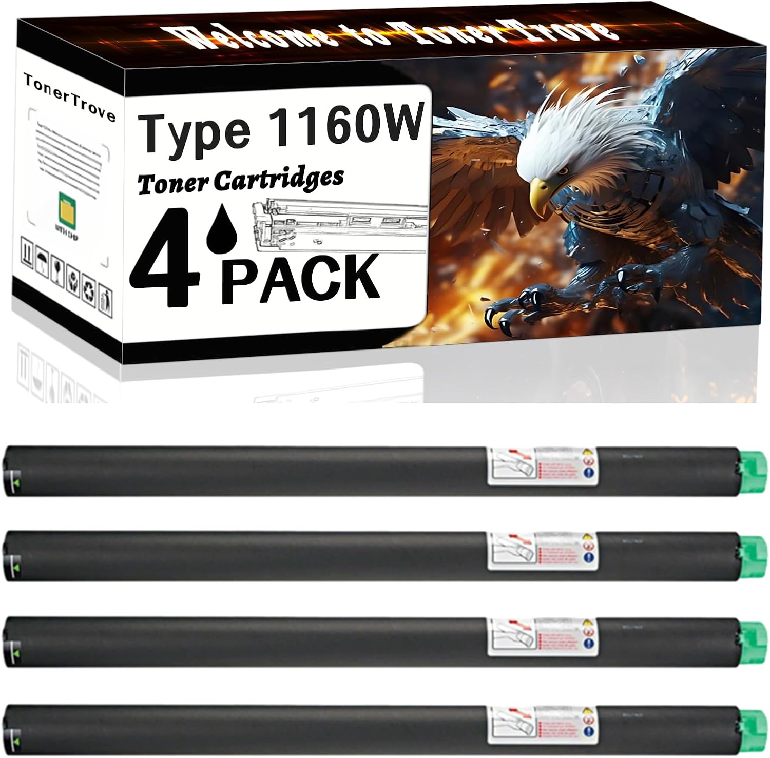 AGNNQ Type 1160W Toner Cartridges Compatible for Gestetner A045 A070 Printers, Office Printing is Easy Clear Smooth (4 Pack Black)